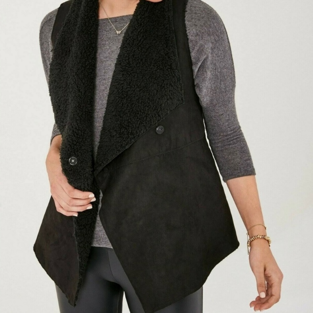 Stella & Dot Chalet Faux Suede Vest, Sherpa Lining, Size XXL, gently used